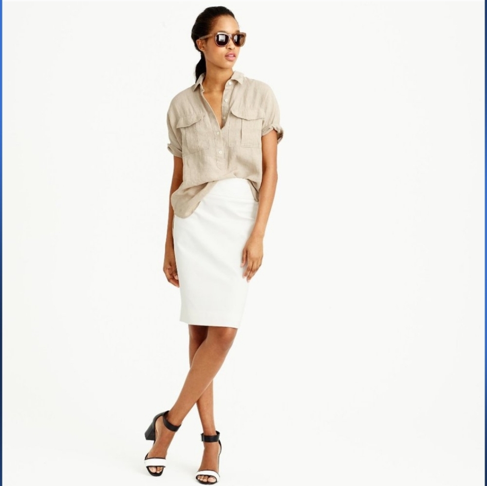 J. Crew The Pencil Skirt White Business Casual Office Work Professional Size 8